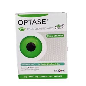 Optase TTO EyeLid Cleansing Wipes 20ct Tea Tree Oil Daily Hygiene NEW EXP 08/24